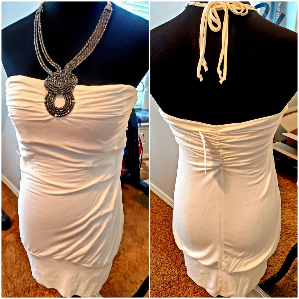 2B Bebe Cara Metal Halter Mini Dress NWT